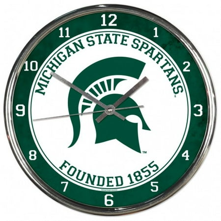 - Michigan State Spartans Round Chrome Wall Clock