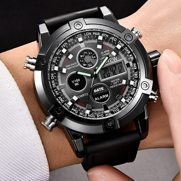 Leather sale led watch
