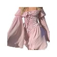 thumbnail image 2 of Women Off Shoulder Mesh Mini Dress Long Puff Sleeve Big Bell Sleeve A-line Swing Dress with Sleeveless Lace Up Bustier Corset, 2 of 9