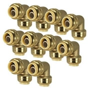 PROCURU 1/2-Inch PushFit Elbow 90-Degree - Push-to-Connect Plumbing Fitting for Copper, PEX, CPVC, Lead Free Certified (1/2", 10-Pack)