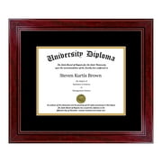 Single Diploma Frame with Double Matting for 8.5" x 11" Tall Diploma with Cherry 1.5" Frame