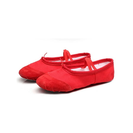 

GENILU Girls Soft Comfort Dance Shoes Low Top Performance Round Toe Flats Red 6C