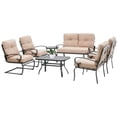 thumbnail image 2 of SOLAURA 7-Piece Patio Furniture Outdoor Metal Conversation Set (2 Spring Chairs, 2 Patio Chairs, Loveseat with Coffee Table and Side Table) - Brown, 2 of 7