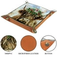thumbnail image 3 of Women Girls Leather Square Dish Trinket Plate Jewelry Tray for Mothers Day Birthday Gift, Farm Highland Cow with Wreath, 3 of 6