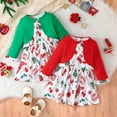 thumbnail image 4 of ENFLASH Toddler Girls Dress and Cardigan Sets Kids 2 Piece Christmas Print Sleeveless Dress and Long Sleeve Cardigan Set, 4 of 9