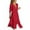 A3-Red, variant on Fjofpr Womens Plus Size 3/4 Sleeve Long Dresses Solid Color V-Neck Single Breasted Lapel Drawstring Casual Dress