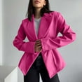 thumbnail image 4 of Women's Single Button Solid Color Business Jacket Pleated Waist Slim Fit Lapel Long Sleeve Blazer, 4 of 7