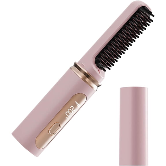 USB Rechargeable Heated Hair Brush & Straightener – Fast Heating Curling Comb Styling Tool for Women, Travel & Daily Haircare, Volumizing for All Hair Types