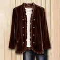 thumbnail image 3 of Guluxicc Women's Velour Dressy Jackets Ruffled Trim Long Sleeve Casual Jackets with Pockets for Everyday Fall Winter, 3 of 7