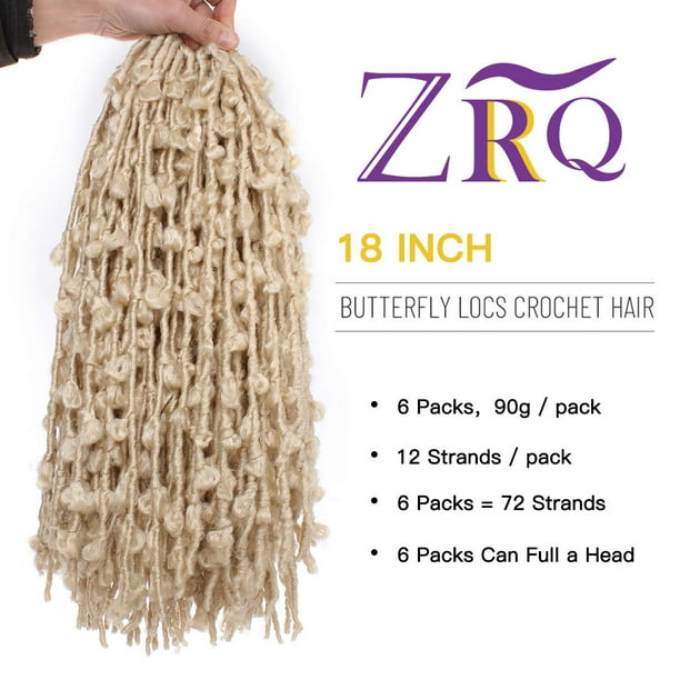 New Butterfly Locs Crochet Hair 18 inch 6 Packs Long Tanzania