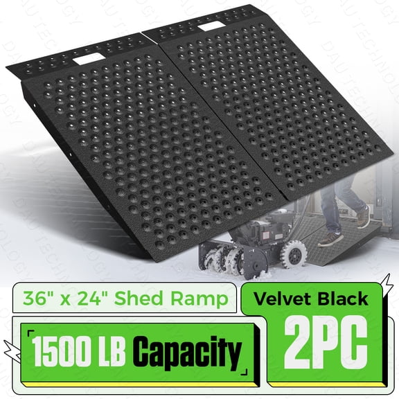 VNN 36"x48" Shed Ramp for Riding Mower, 1500lbs Capacity Anti-Slip Punch Plate Ramp for ATV, Motorcycle, Tractors, 2PC Velvet Black