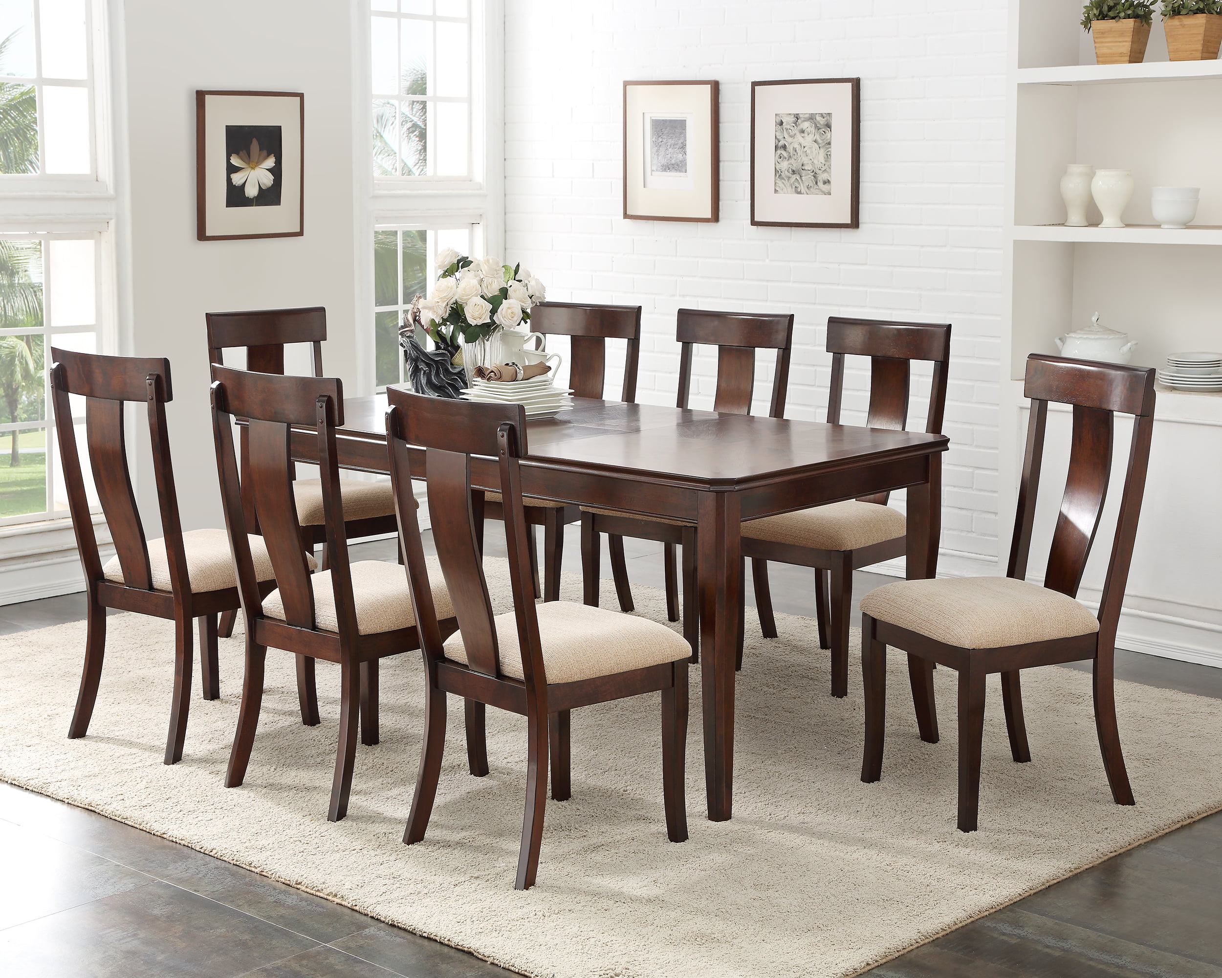 D1004 1 Cherry Wood Contemporary, Extendable Dining Room Table Seats 123