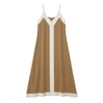 thumbnail image 5 of VBVC Women's Color Block Spaghetti Strap Maxi Dress , Ladies' V-Neck Sleeveless Summer Dress , A-Line Party Swing Dress For Women,Brown,S-2XL, 5 of 8