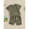 thumbnail image 3 of Qtinghua Infant Toddler Baby Girl Boy Summer Clothes Short Sleeve Embroidery T-shirt Tops with Shorts Outfits Army Green 2-3 Years, 3 of 9