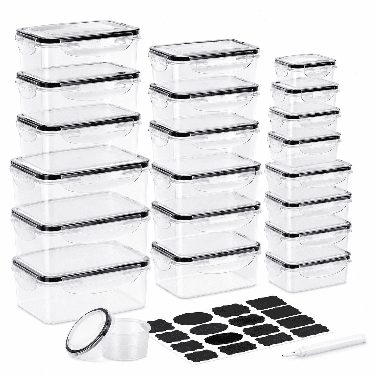 Food Storage Containers with Lids Airtight Plastic Storage Meal Prep Container-Stackable 100% Leakproof & Microwave Organization and Storage Sets Lunch Containers