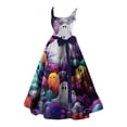 thumbnail image 1 of Robe Formelle pour Femmes Halloween pour Femmes Robe Évasée à Imprimé Robe Tunique Sans Manches Robes d'Invitée de Mariage, 1 of 3