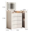 thumbnail image 3 of 3-in-1 Flip Mirror Vanity Desk with Lights & Storage, Makeup Dressing Table with Adjustable LED, Side Sliding Tray and Stool, Space-Saving Furniture for Bedroom, 3 of 8