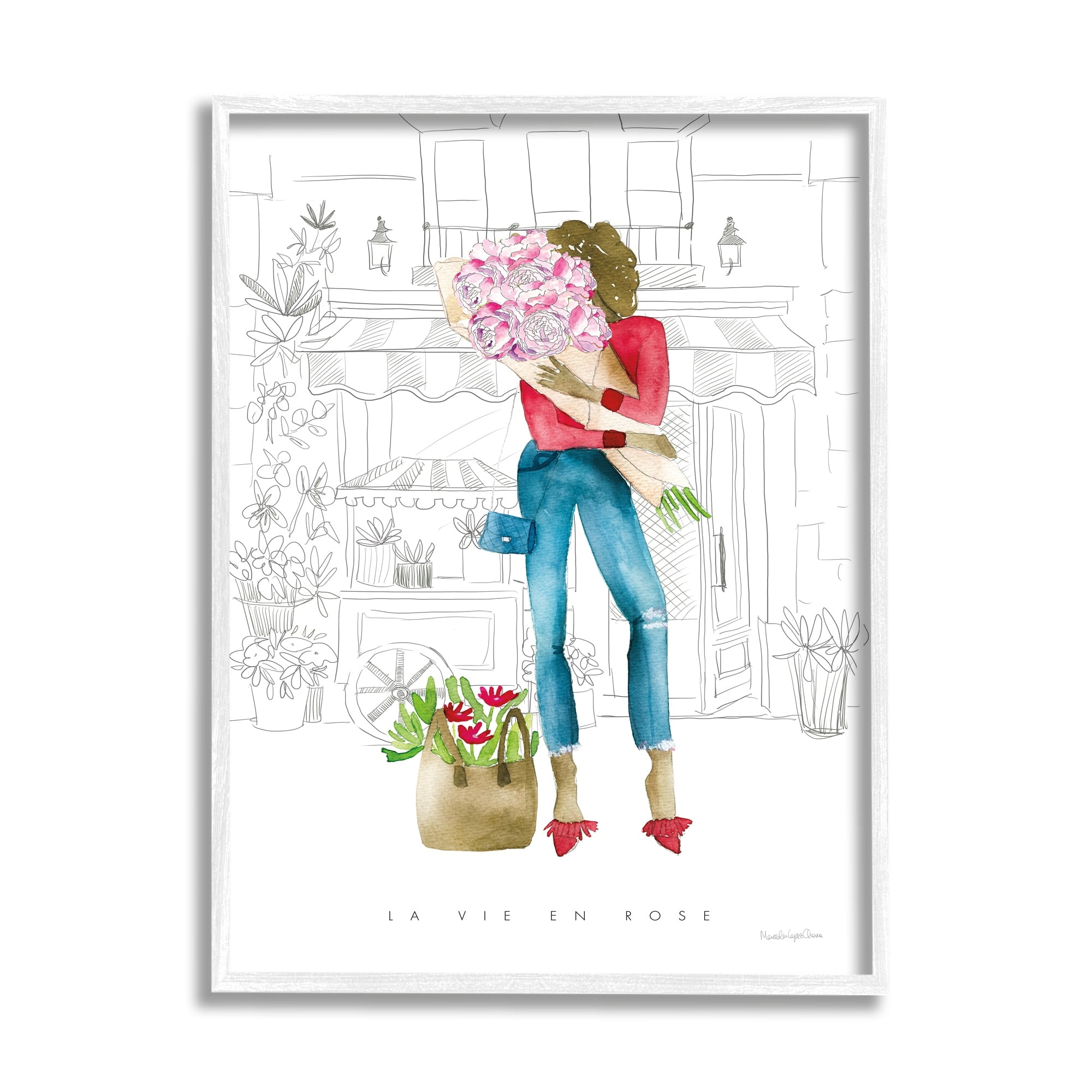 Stupell Industries La Vie En Rose French Phrase Parisian Pink, 24 x 30,Design by Mercedes Lopez Charro
