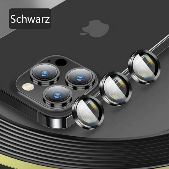 Camera Protector for iPhone 13 Pro/iPhone 13 Pro Max Camera Bulletproof Glass, Custom Metal Ring Screen Protector Tempered Glass Bulletproof Anti-Scratch Camera Protector (Black)