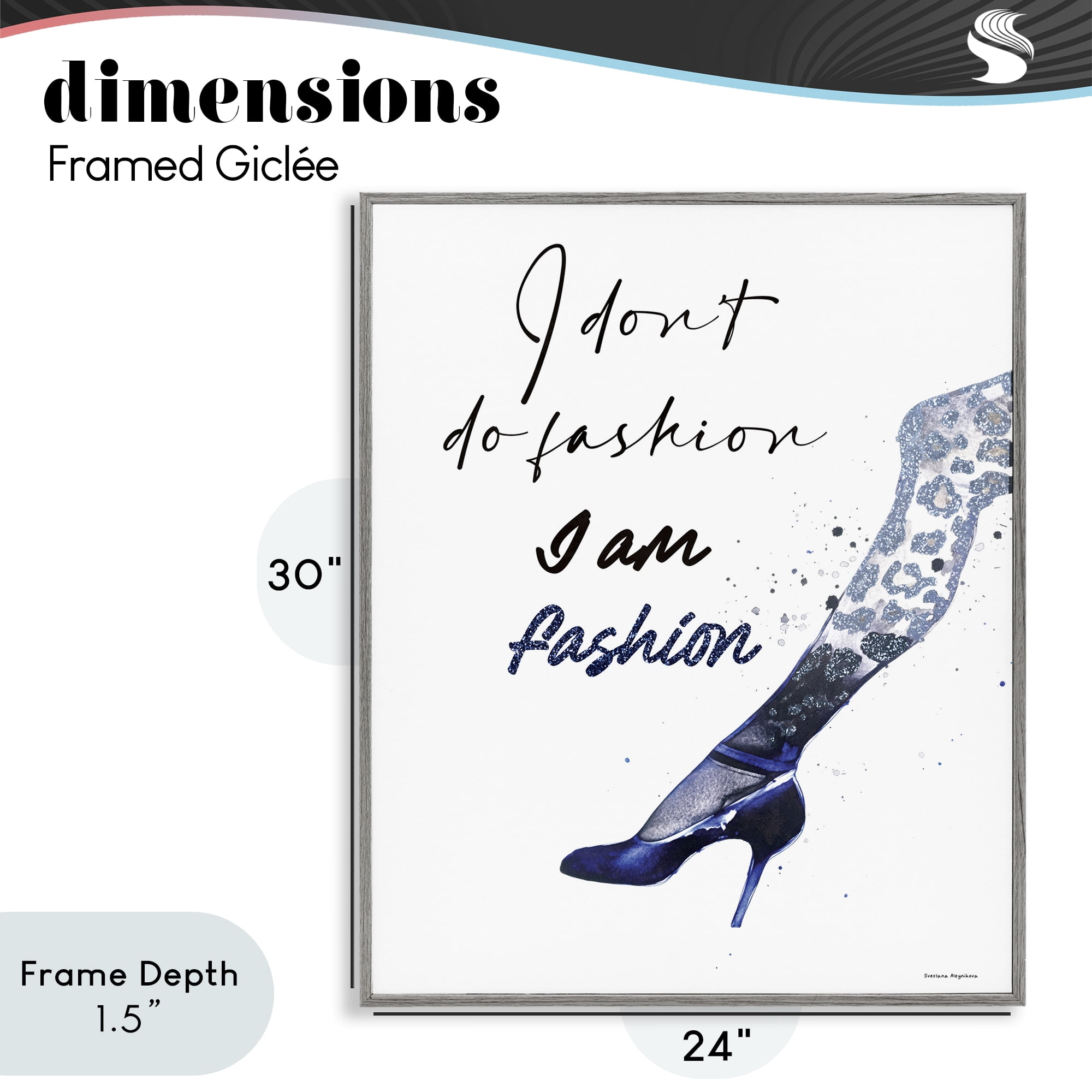 Stupell Industries Trendy I Am Fashion Gray Framed Giclee Art, design by Svetlana Aleynikova