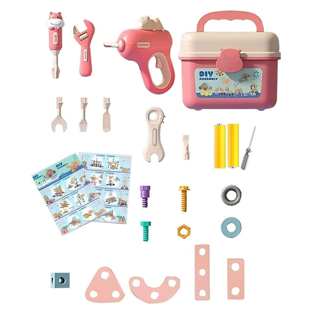 MVRLSH Clearance! Kids Tool Set Toys For 3 4 5 6 7 Year Educational Construction Building Toy With Screw Assembly&Electric Drill Creative Engineering Building Toys And Portable Toolbox