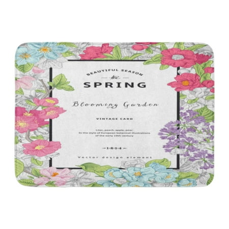 - GODPOK Pink Vintage Vertical Spring Colorful Blooming Branches of Lilac Peach Pear Pomegranate Apple on Gray Rug Doormat Bath Mat 23.6x15.7 inch