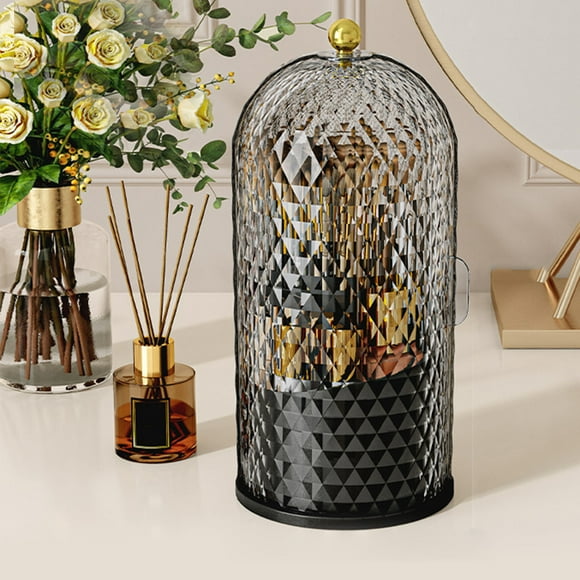 Boîte de Rangement de Bureau à Motifs, Couvercle Transparent pour Ruban, Boîte de Maquillage Anti-Poussière, Boîte de Rangement Cosmétique Rotative