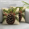 thumbnail image 3 of COMIO  Throw Pillow Cover Watercolor Pine Cone Christmas Tree Branch Holly and Mistletoe Pillowcase Home Decor Square Pillow Case Cushion Cover, 3 of 5