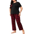 thumbnail image 1 of Conjunto de pijama de manga corta y pantalones largos para mujer, talla grande Negro y rojo 3XL Extra amplio Negro y rojo 3XL Extra amplio Xishao ropa, 1 of 2