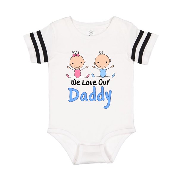 Inktastic Inktastic Boy Girl Twins Love Daddy Infant Short Sleeve Bodysuit Unisex Football White And Black 24 Months Walmart Com Walmart Com