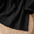 thumbnail image 5 of Linen 3/4 Sleeve Button Shirts Summer Boho Peasant Casual Gauze Clothes Embroidered Tops for Women Black L, 5 of 6