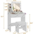thumbnail image 4 of IDEALHOUSE White marble 2-Drawer Dressers, Makeup Vanity Desk with Mirror, Shelves, Upholstered Chair, Modern Bedroom Dressing Table, 4 of 7