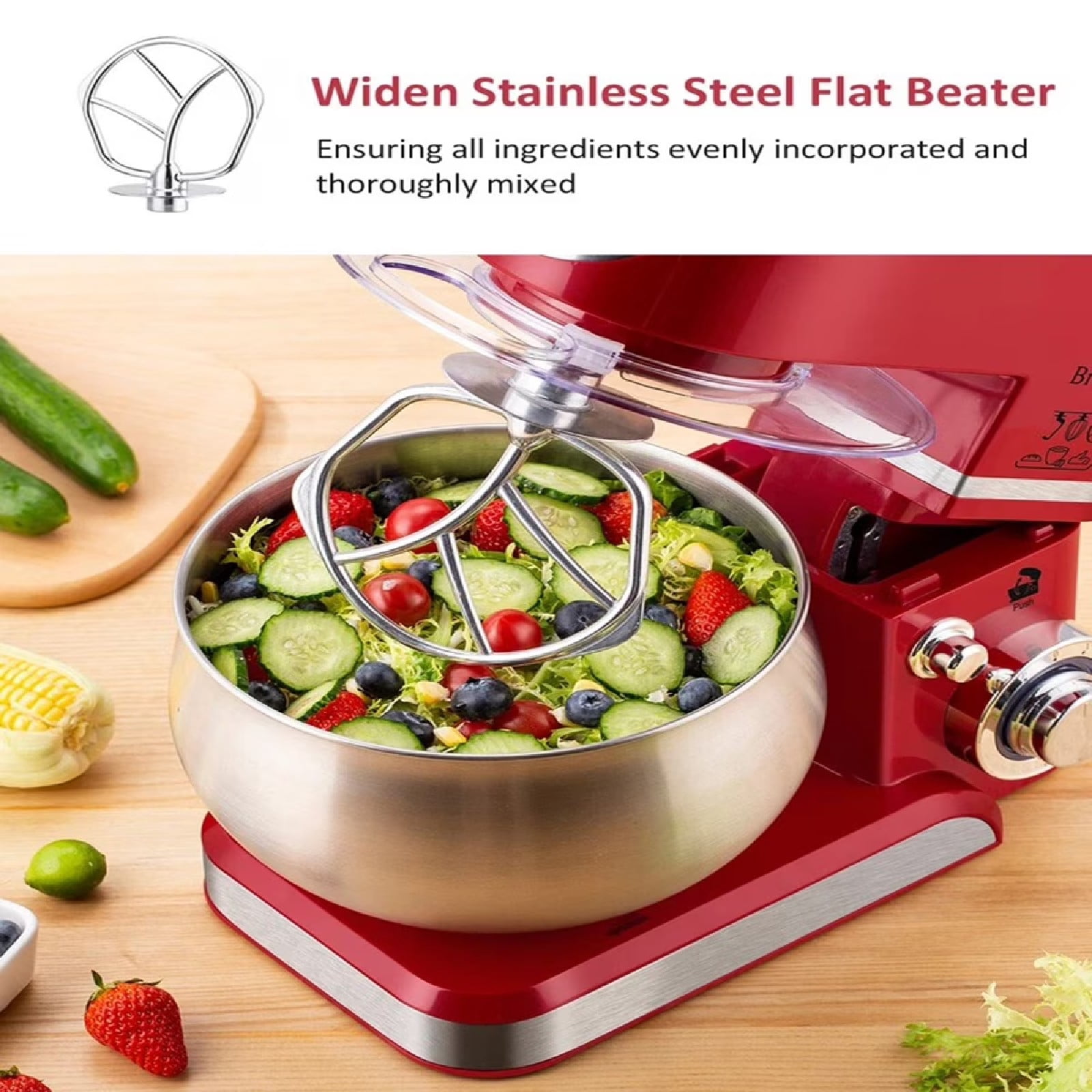 Eurhowing 6.5 QT Stand Mixer 600W, 6-Speed Tilt-Head Electric Kitchen Mixer with Dough Hook, Whisks, Beater & Stainless Steel Bowl for Bread Cake Baking, Home Use