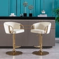 thumbnail image 5 of Swivel Bar Stools Set of 2,Height Adjustable Velvet Dining Chairs with Chrome Footrest and Base,Mechanical Lifting Side Chair for Dining Room, Kitchen,Living Room, 5 of 7