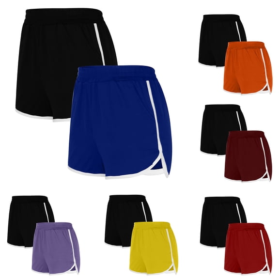 Paiwinds Women's Loose Fit Running Shorts 2 Pack with Pockets Elastic Waist Summer Yoga Beach Shorts