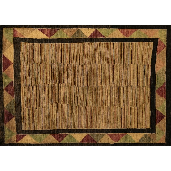 Ahgly Company Indoor Rectangle Oriental Brown Modern Area Rugs, 8' x 10'