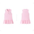 thumbnail image 6 of Bellafa Toddler Girls Sleeveless Lapel Neck Summer Dress Princess Ruffle A-Line Cotton Sundress Kids Casual Polo Dresses 2-7 Years, 6 of 9