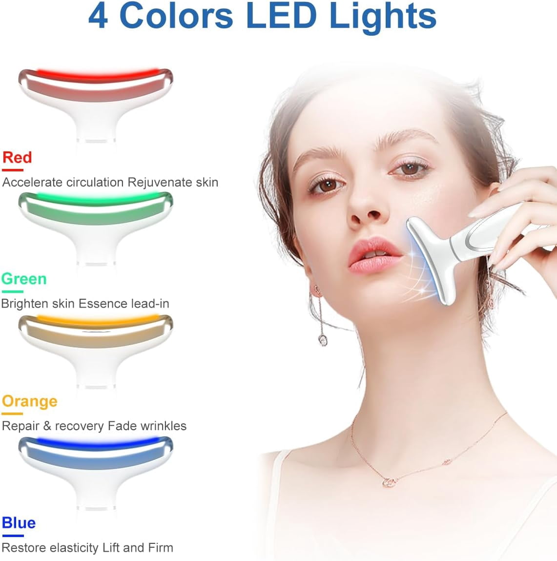 Facial and Neck Beauty Device, Skin Care Face Massager, Multifunctional 6 in 1 Light Therapy Face Sculpting Tool with Vibration, Thermal, Cooling, Microcurrent for Skin Care Routine at Home