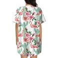 thumbnail image 6 of Uemuo Flamingo Flower Pattern Women's Short-Sleeved Pajama, Button-Front Loungewear, 2-Piece Summer Sleepwear, Elastic Drawstring Shorts-XX-Large, 6 of 7
