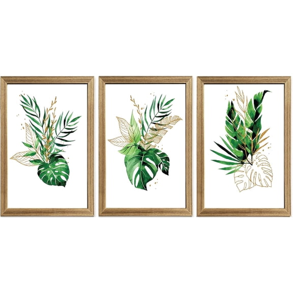 FCCUYE Framed Emerald Green Wall Art, Abstract Marbled Canvas Wall Decor, Modern Abstract Green and Gold Poster Print for Living Room Bedroom Office Aesthetic Picture 16x24 Inch 3 Pieces