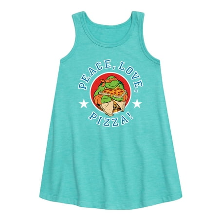 

Teenage Mutant Ninja Turtles - Peace Love Pizza - Toddler & Youth Girls A-line Dress