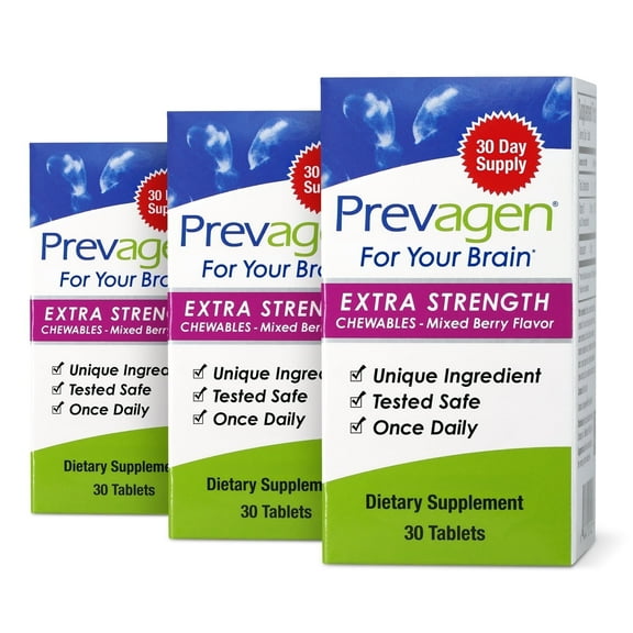 Prevagen Extra Strength Mixed Berry Chewables, 30ct 3 Pack, Prevagen with Apoaequorin & Vitamin D