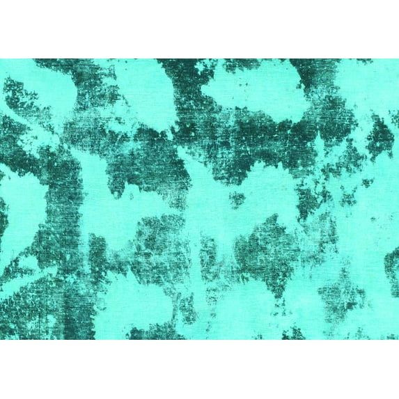 Ahgly Company Machine Washable Indoor Rectangle Abstract Turquoise Blue Modern Area Rugs, 8' x 10'
