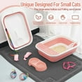 thumbnail image 3 of 2 Set 14 Pcs Cat Kitten Starter Kit Foldable Cat Litter Box with Shovel Small Litter Pan Collapsible Cat Toilet Paw Litter Mat Cat Collars Cat Bowls Cat Toys Teaser Stick for Beginner(Pink), 3 of 7