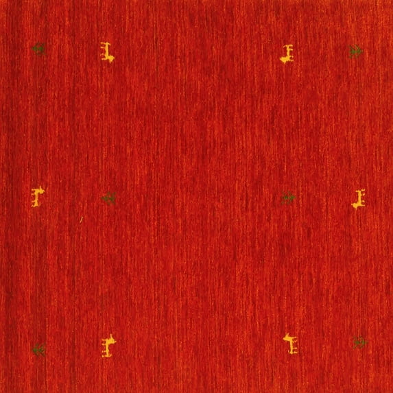 Ahgly Company Machine Washable Indoor Square Abstract Yellow Contemporary Area Rugs, 3' Square