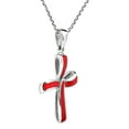 thumbnail image 5 of Endless Faith Infinity Cross with Synthetic Red Coral Sterling Silver Necklace, 5 of 6