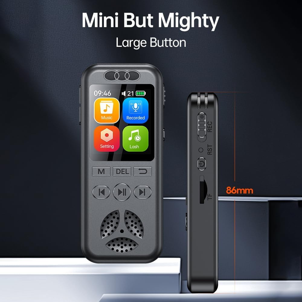 Digital Voice Recorder, 64GB Voice Activated Recording MP3 Player with Playback, Noise Reduction, 280hrs Recording Files Device, Support Password, Dictaphone Recorder for Lectures/Classes/Interview