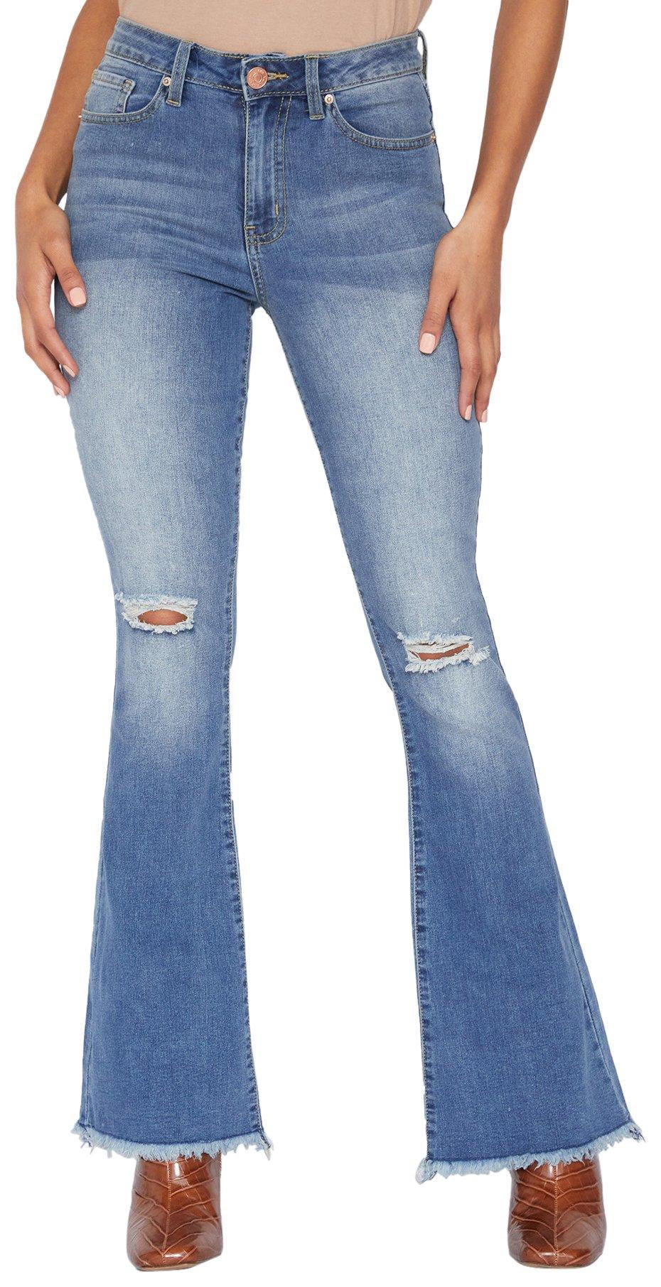 YMI Juniors 1 Button Flare Jeans 5 