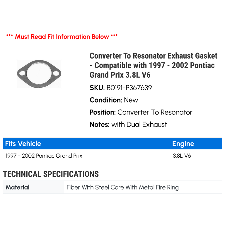 Stainless Steel Exhaust Y Pipe fits 1997- 2002 Pontiac Grand Prix