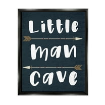Stupell Industries Little Man Cave Arrows Jet Black Framed Floating Canvas Wall Art, 16x20, by Daphne Polselli